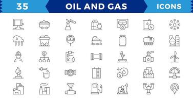 Oil and gas - Pixel Perfect thin line web icon set. Outline icons collection. editable stroke vector