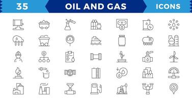 petróleo y gas - píxel Perfecto Delgado línea web icono colocar. contorno íconos recopilación. editable carrera vector