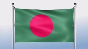 Bangladesh Flag Hangs On The Pole On Both Sides video