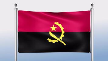 angola flagga hänger på de Pol på både sidor video