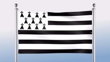 Bretagne Flagge hängt auf das Pole auf beide Seiten video