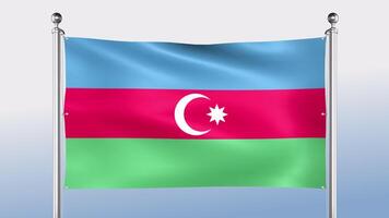 Azerbaijan Flag Hangs On The Pole On Both Sides video
