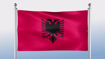 Albanië vlag blijft hangen Aan de pool Aan beide zijden video