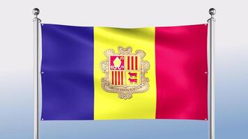 Andorra Flagge hängt auf das Pole auf beide Seiten video