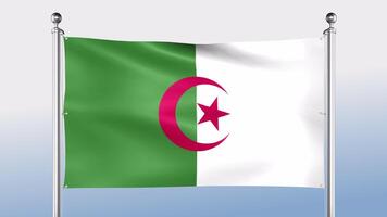 Algeria Flag Hangs On The Pole On Both Sides video