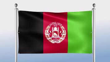 Afeganistão bandeira trava em a pólo em ambos lados video