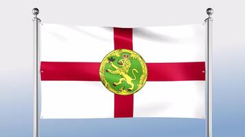 Alderney bandera cuelga en el polo en ambos lados video
