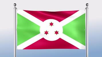 Burundi Flagge hängt auf das Pole auf beide Seiten video