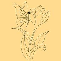 Hand drawn tulip outline illustration vector