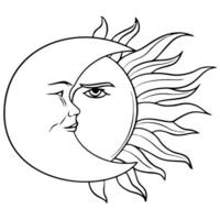 Sun and moon drawing illustration vector