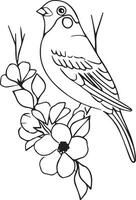 Hand drawn bird outline illustration vector