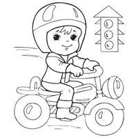 frio oso y motocicleta gracioso animal vector de dibujos animados ilustración colorante libro