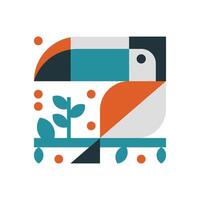 ILLUSTRATION 70 GEOMETRIC TOUCAN BIRD ILLUSTRATION vector