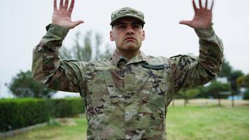 American soldier trains in the park to become a Marine video