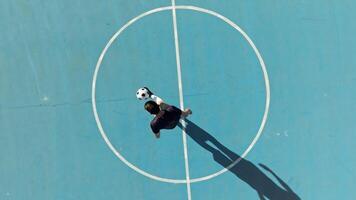 Shadow Of A Soccer Player Making Freestyle Soccer Games In The Field video