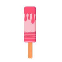 strawberry ice cream sticks with melted toppings on top and bottom. ice cream illustration element vector