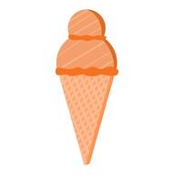 a two pile chocolate ice cream topped with jam and served into an ice cream cone. ice cream illustration element vector