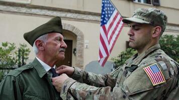 Son Fixes Father's Veteran Tie on Memorial Day in America video