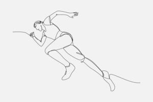 sprint runner in single continuous line drawing style. editable stroke. graphic illustration vector