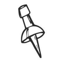 isolated doodle pushpin symbol. Simple doodle sketch vector