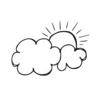 Doodle suns and clouds simple sketch vector