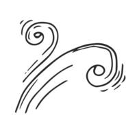 hand drawn wind doodle blow, gust design isolated on white background vector