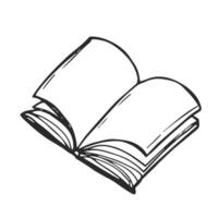 open book on white background, line drawing style, design vector