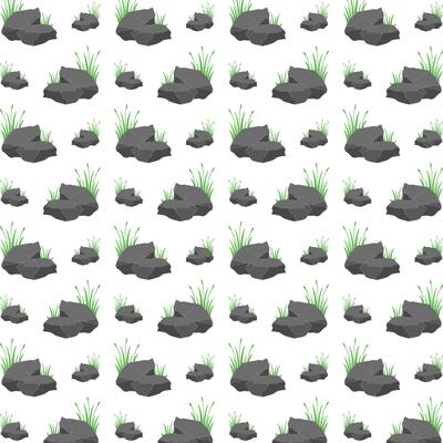 Rock and grass ideal trendy multicolor repeating pattern illustration background design