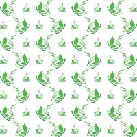 Green tea staggering trendy multicolor repeating pattern illustration background design vector