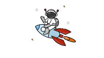 astronaut och raket Plats animering för astronomi begrepp , isolerat flyg- teknologi tecken och symbol 2d looped animerad antal fot rörelse grafisk design video