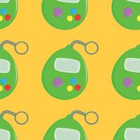 Seamless pattern with Collection of colorful 90s style tamagochi, gameboy from the era of the 90s and 80s. Retro for your design. illustration. vector