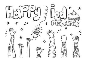 Eid greeting cards with different waving doodle styles.cartoon illustration. vector