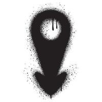 Spray Painted Graffiti Map pointer icon Sprayed isolated with a white background. graffiti GPS location symbol with over spray in black over white. vector