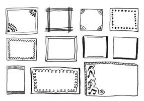Frames doodle. sketch square frames and different elements. vector