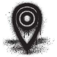 Spray Painted Graffiti Map pointer icon Sprayed isolated with a white background. graffiti GPS location symbol with over spray in black over white. vector