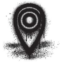 Spray Painted Graffiti Map pointer icon Sprayed isolated with a white background. graffiti GPS location symbol with over spray in black over white. vector