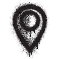 Spray Painted Graffiti Map pointer icon Sprayed isolated with a white background. graffiti GPS location symbol with over spray in black over white. vector