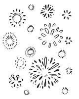 set of doodle starburst isolated on white background hand drawn from sunburst. design elements. vector