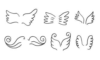 Wings birds and angel. Sketch angel wings. Doodle illustration. vector