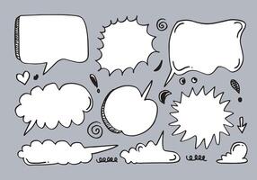 Set of hand drawn sketch Speech bubbles. vector