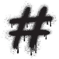 graffiti hashtag symbol sprayed in black over white vector