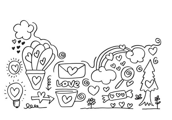 Set of love. Hand drawing. Doodle style. for your design.