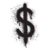dólar firmar pintada rociar. negro. aislado en blanco antecedentes. eps 10 vector