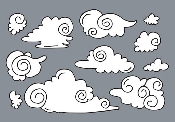 Hand drawn weather collection. Flat style on gray background.