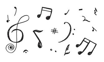 set hand drawn icons such as eight note rest, half note, beam, thirty second note, flat,music and media outline thin icons collection. vector