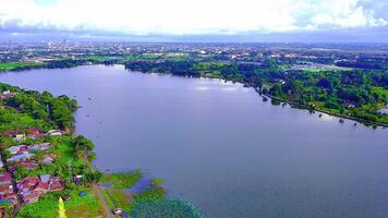 beautiful view of the lake taken using a drone video