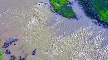 Aerial View of Stunning River and Rice Fields Landscape video