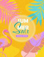 Summer sale, vertical poster with summer elements. vector