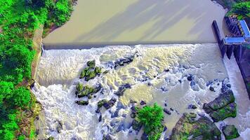 Antenne Aussicht von atemberaubend Fluss und Reis Felder Landschaft video