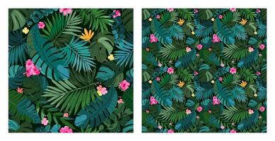 Seamless pattern with tropical plants vector